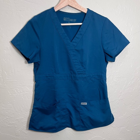 GREY'S ANATOMY DARK TEAL SCRUB TOP SIZE S - Picture 1 of 3